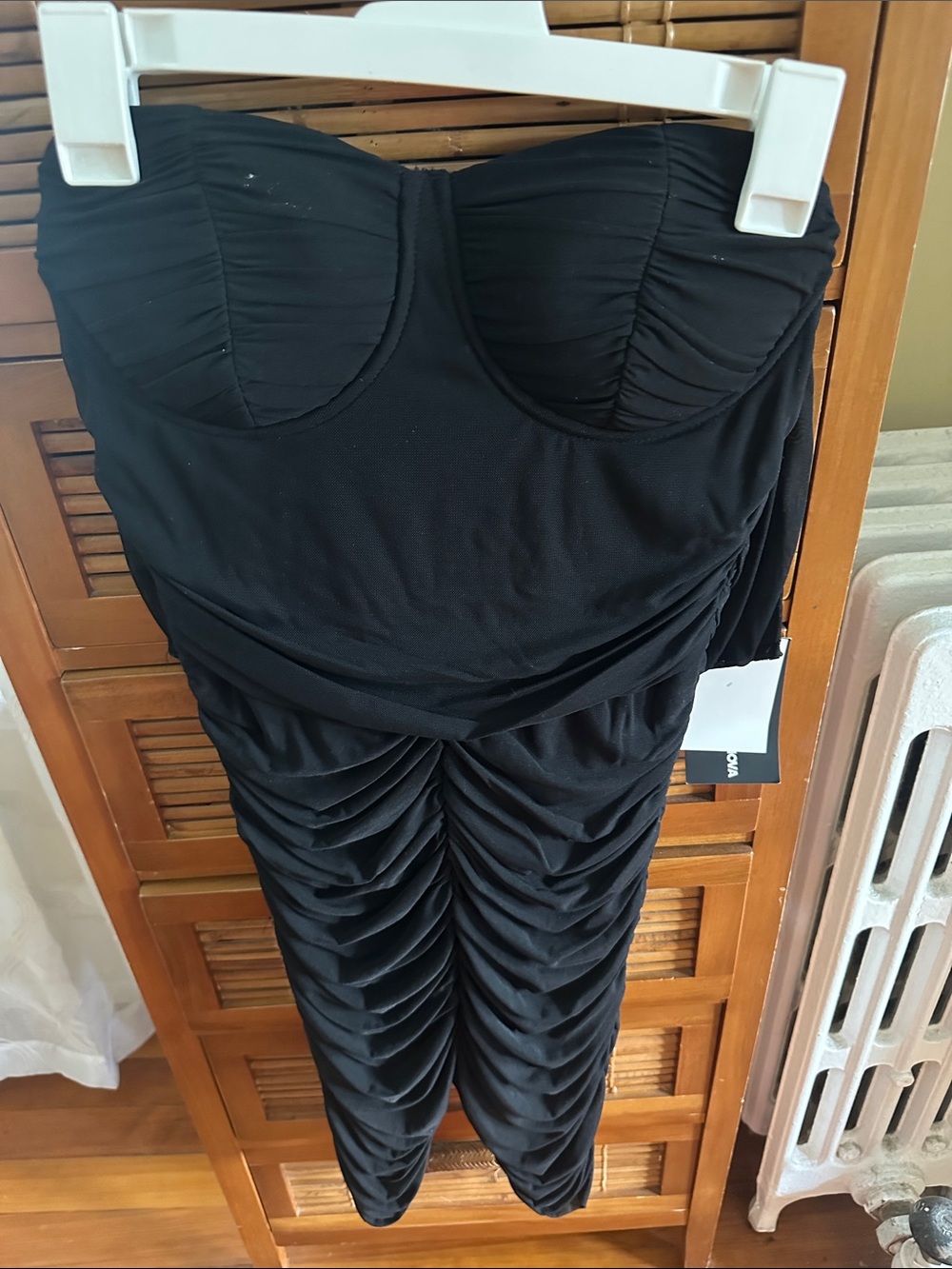 Fashion Nova Black Ruched Strapless Shorts Jumpsuit